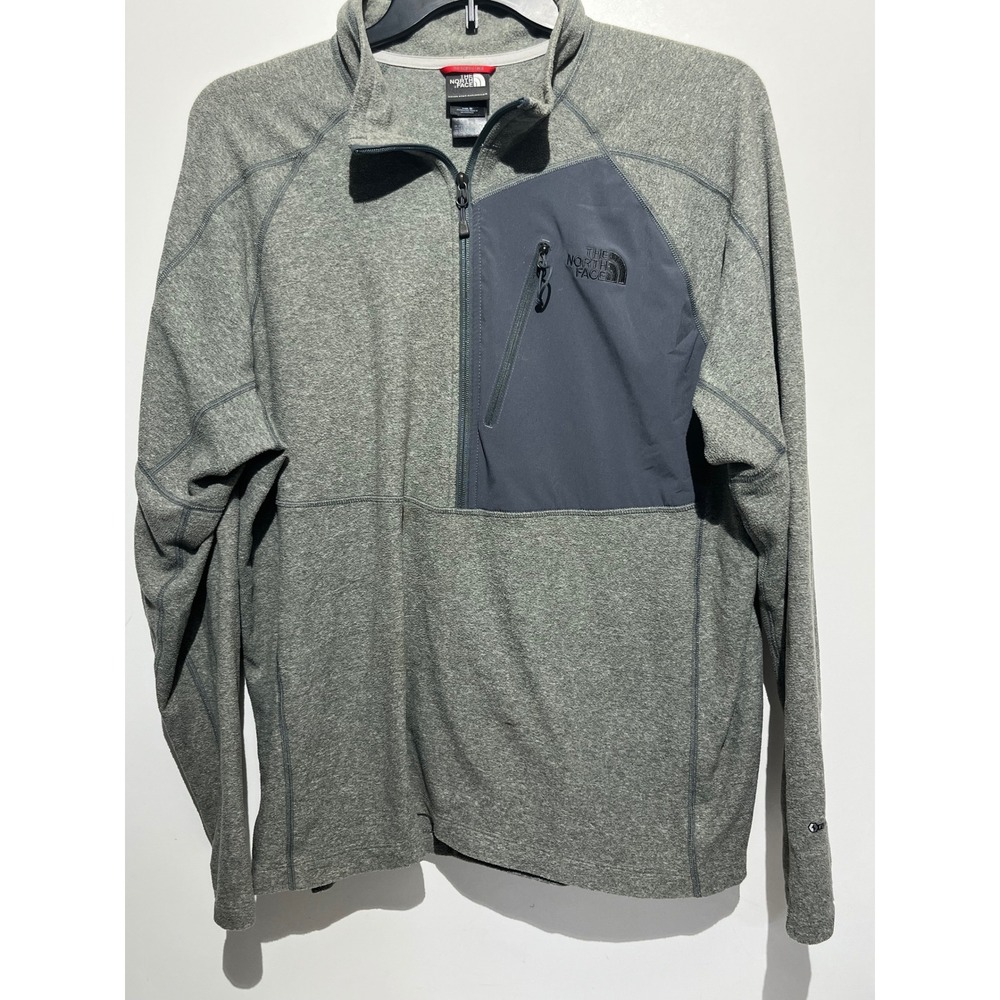 The North Face FlashDry Mens XL Heather Grey Quarter Zip Pullover Chest Pocket